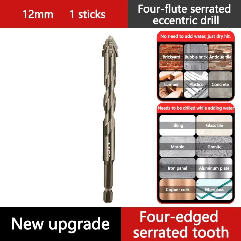 7/6/5/1pcs Carbide Drill Bit Set Four-Blade For Drilling Porcelain