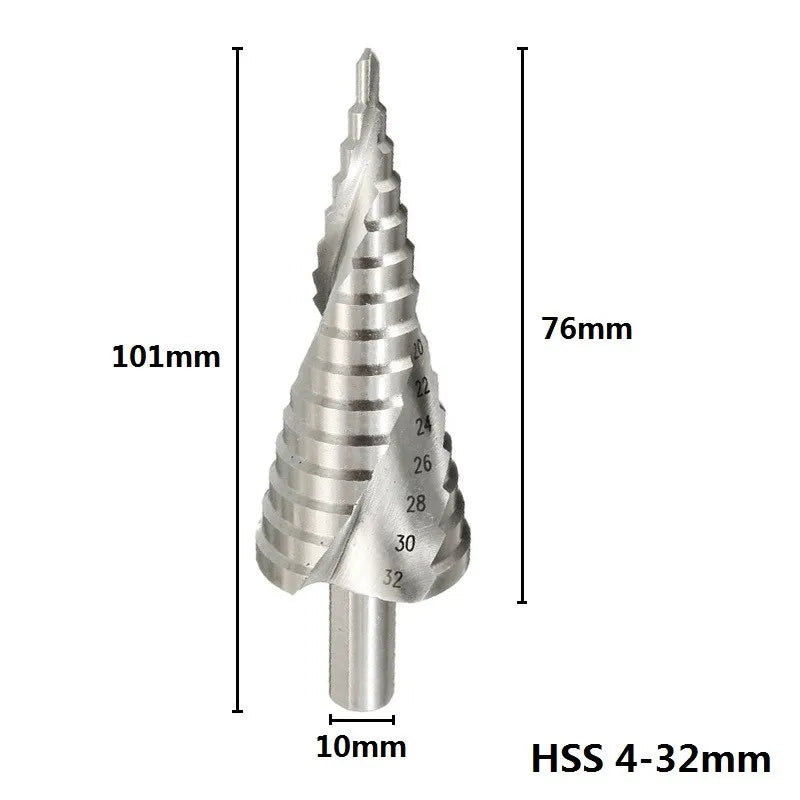 XCAN 1Pc 4-32 mm HSS Step Drill Bit Spiral Groove Step Cone Drill