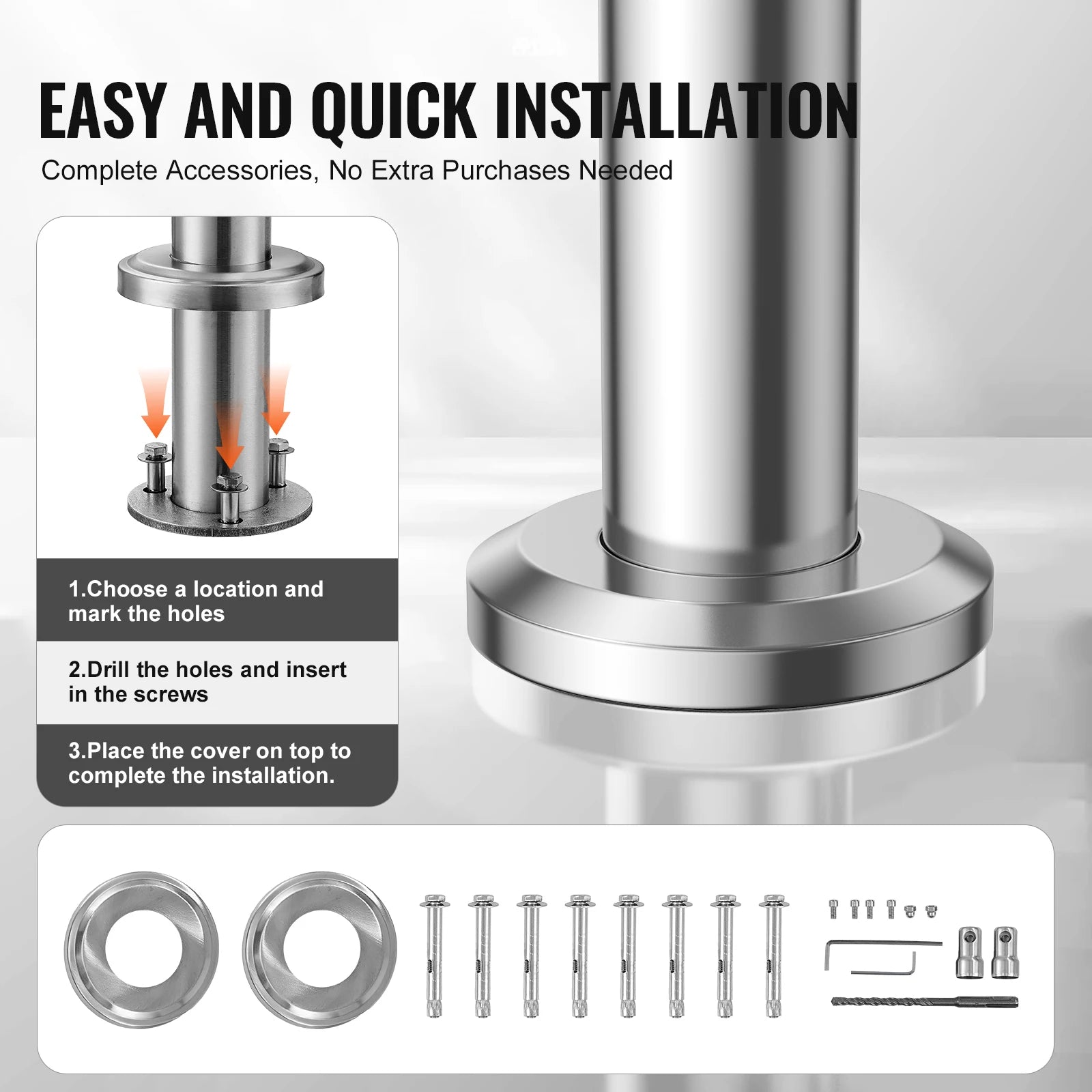 SucceBuy Handrail for Outdoor Transitional Stainless Steel Railings