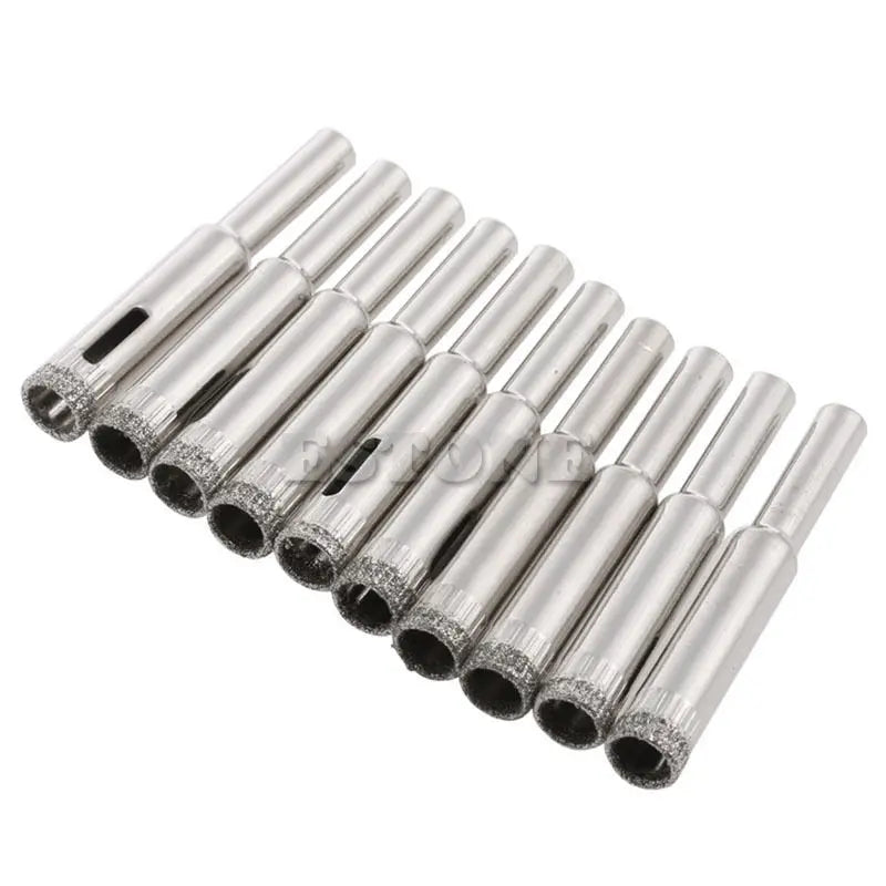 10Pcs Diamond Coated Core Drill Bits 5mm 6mm 8mm 10mm 12mm Hole Saw