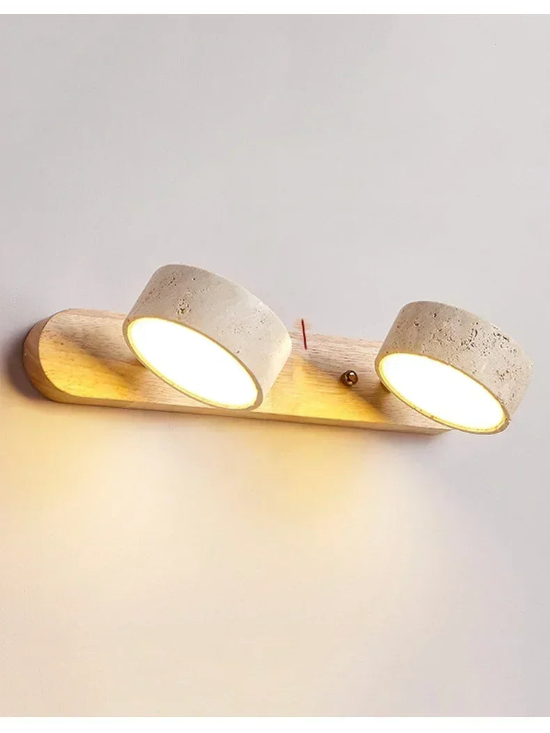 Rotatable Spanish Natural Limestone Round LED Wall Lamp Double‑Sided