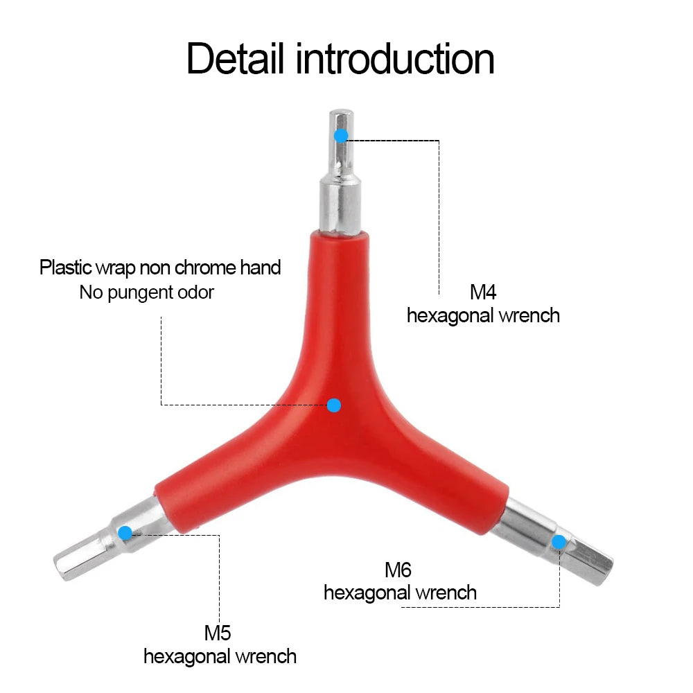 Hex Wrench Y-Type 3 Way 4/5/6mm Spanner Bicycle Repair Tools
