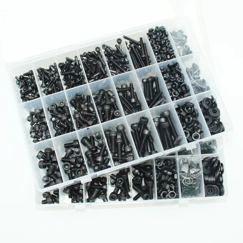 Black 2500P Hex Socket Head Screws Set M2 M2.5 M3 M4 M5 M6 DIN912
