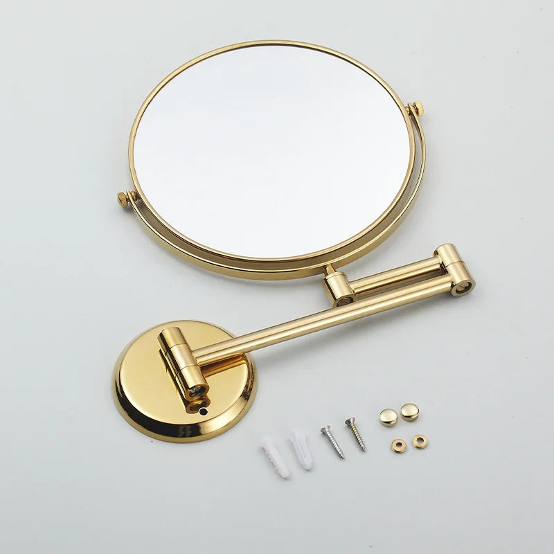 Gold 8 Inch Mirror Wall Mounted Bathroom Makeup Mirror Extending
