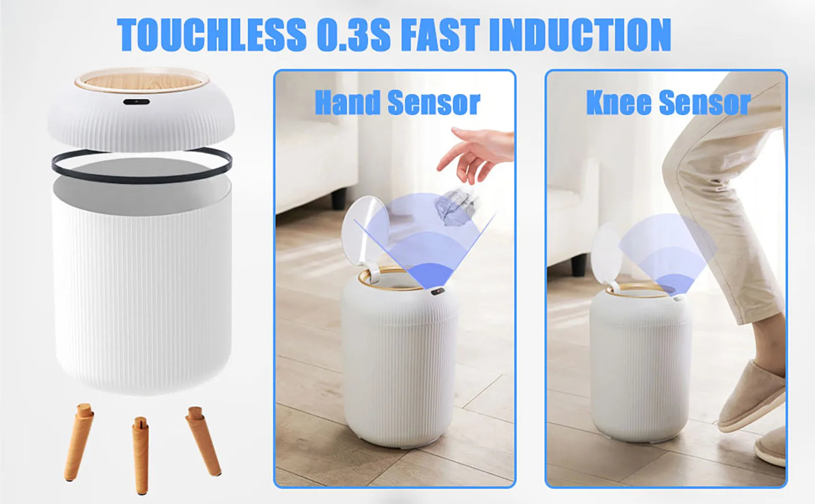 Automatic Trash Can with Lid, Small Plastic Smart Trash Can