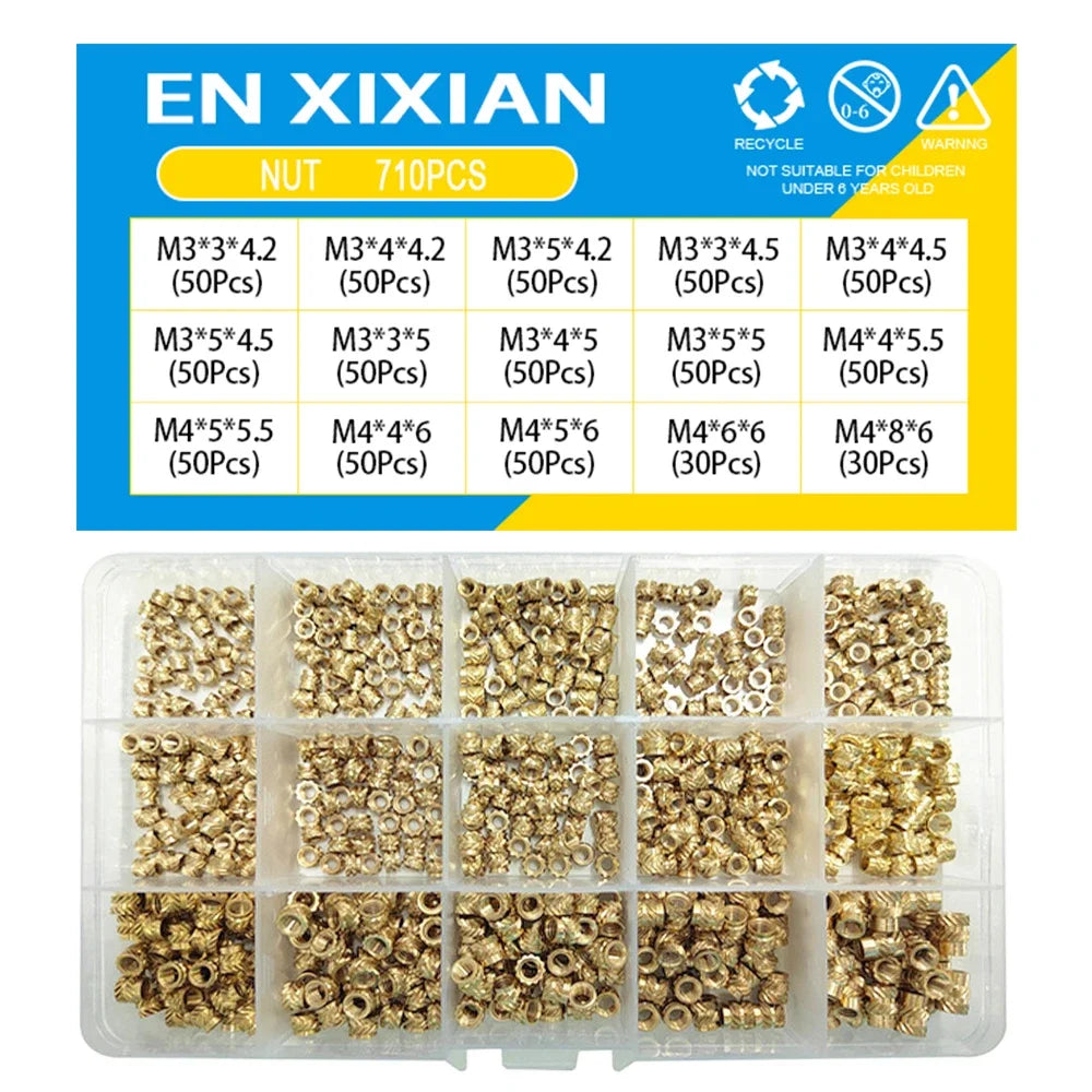 M2 M2.5 M3 M4 M5 M6 Brass Heat Set Insert Nut Hot Melt Knurled
