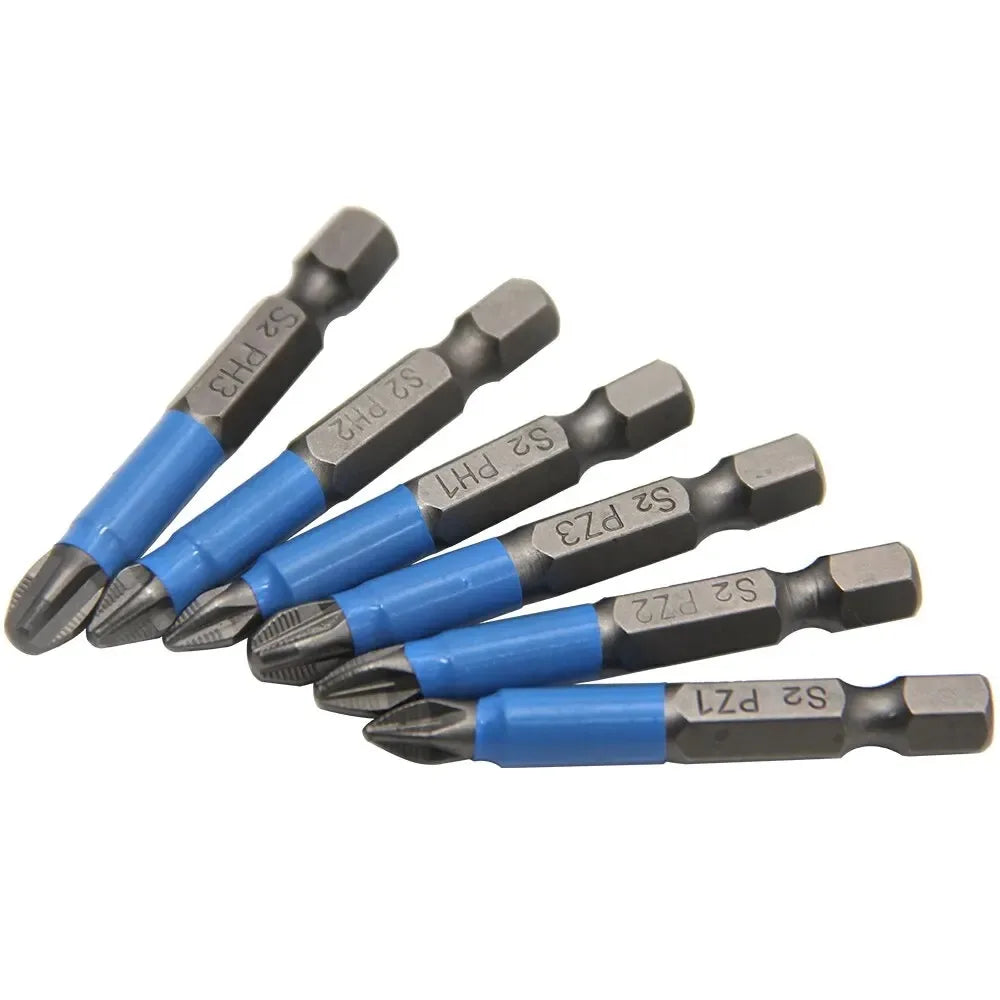 12/6PCS 50mm Screwdriver Bits Anti-slip Magnetic Drill Bits 1/4Inch
