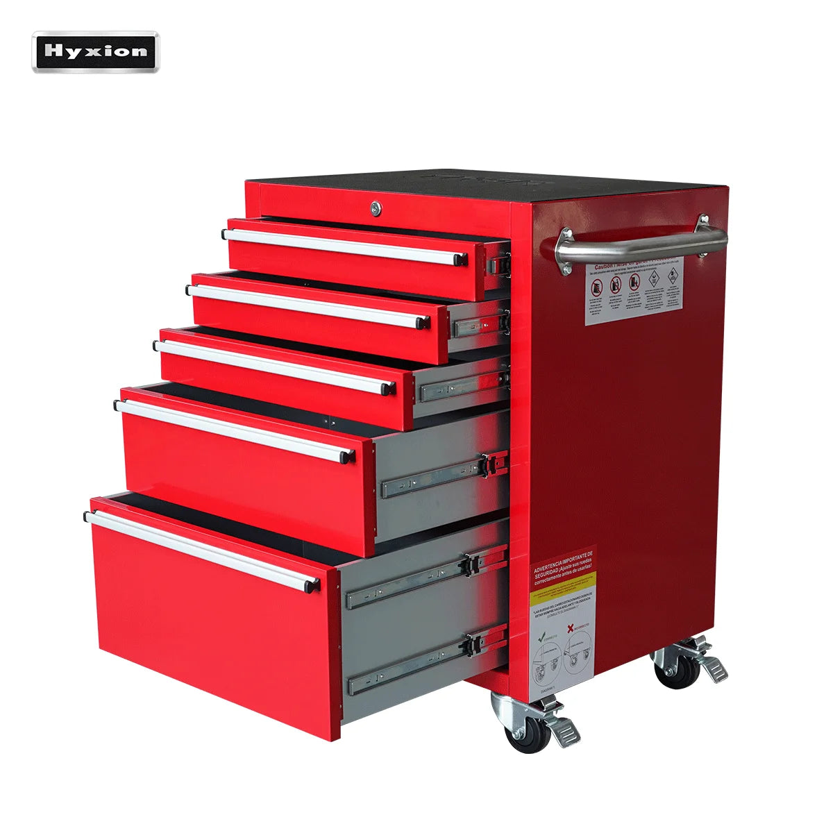 24-Inch 5-Drawer Stainless Steel Tool Chest – Red Powder Coat Finish