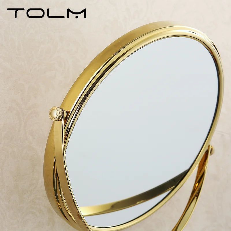 Gold 8 Inch Mirror Wall Mounted Bathroom Makeup Mirror Extending