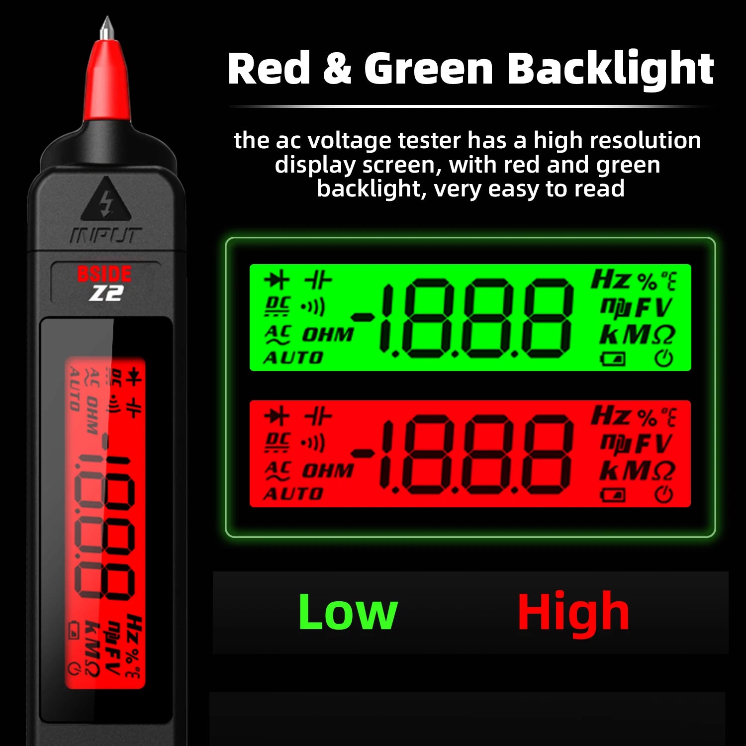 BSIDE Voltage Tester Pen 12V-300V Non-Contact Detection Leakage Live