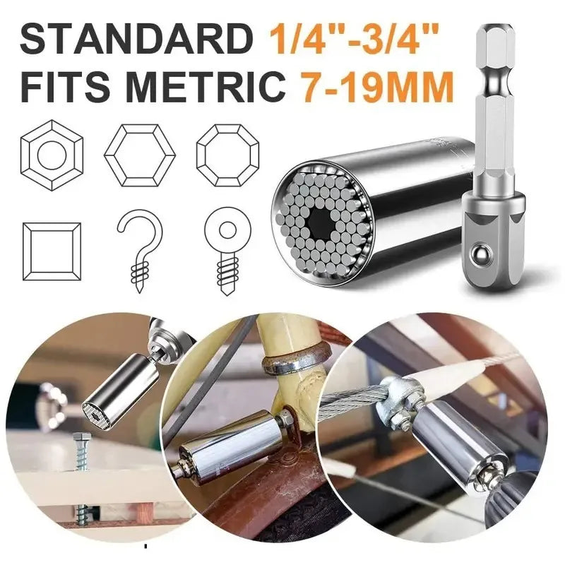 Universal Socket Wrench Head Set Sleeve Gadget 7-19mm Power Drill