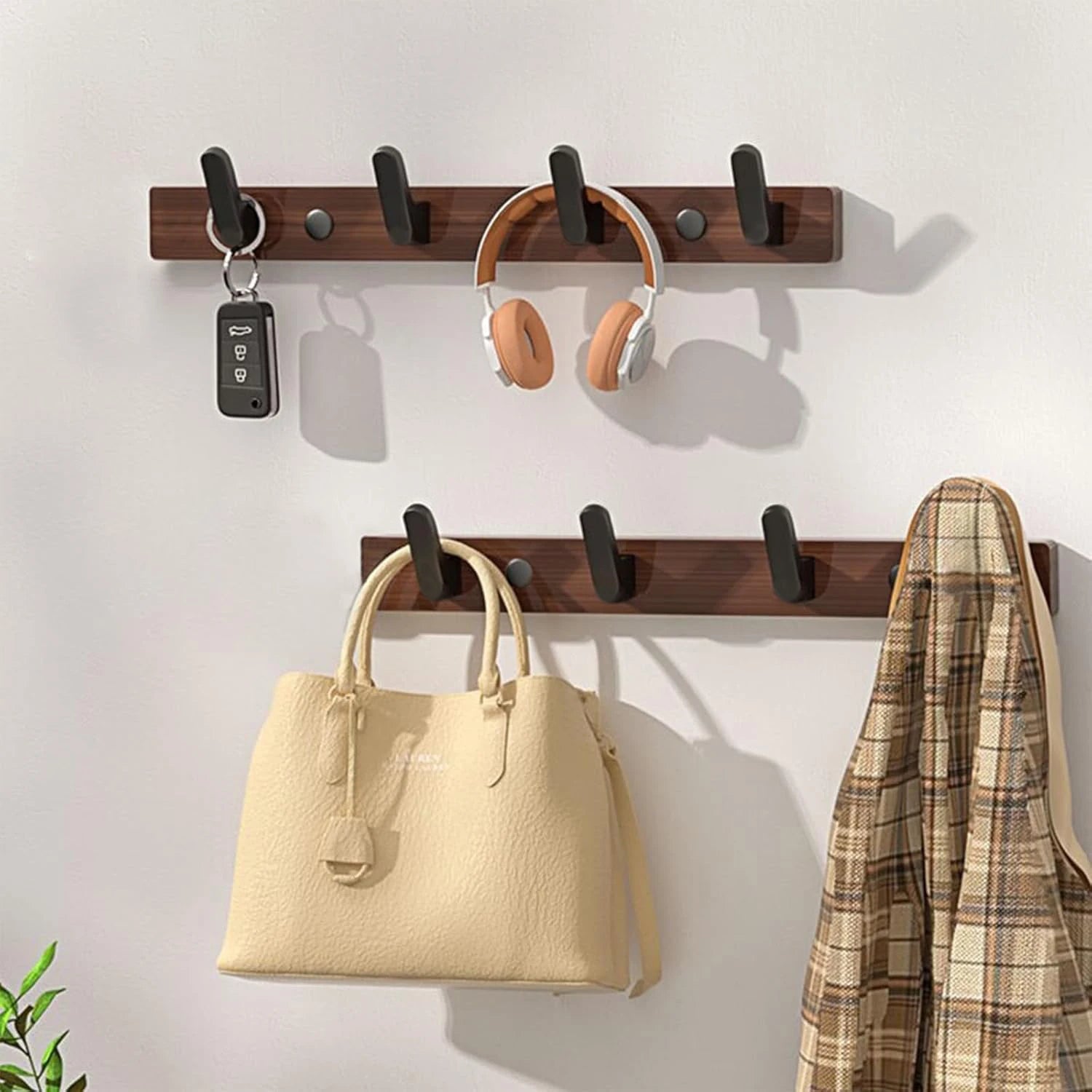 Walnut Wall Mounted Coat Rack Fitting Room Wall Hooks Hanger Hat Ho...