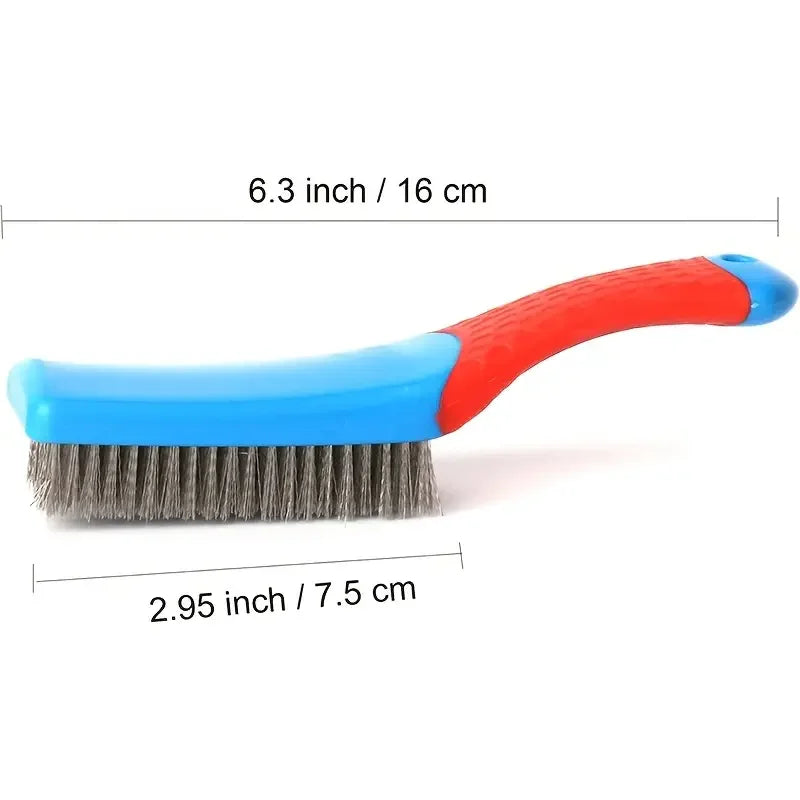 Wire Brush Duty Stainless Bristles With Plastic Handle Grip For Rust