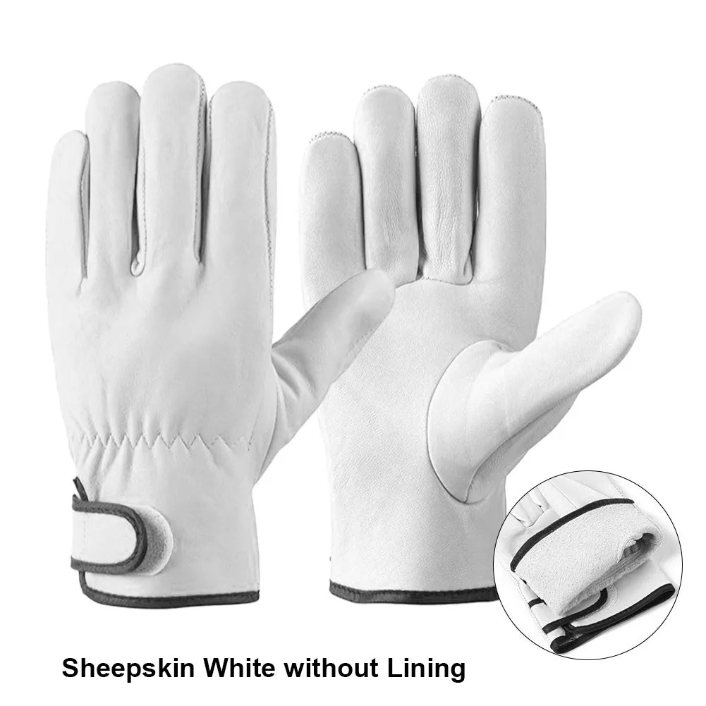Men Work Gloves Soft Cowhide Driver Hunting Driving Farm Garden