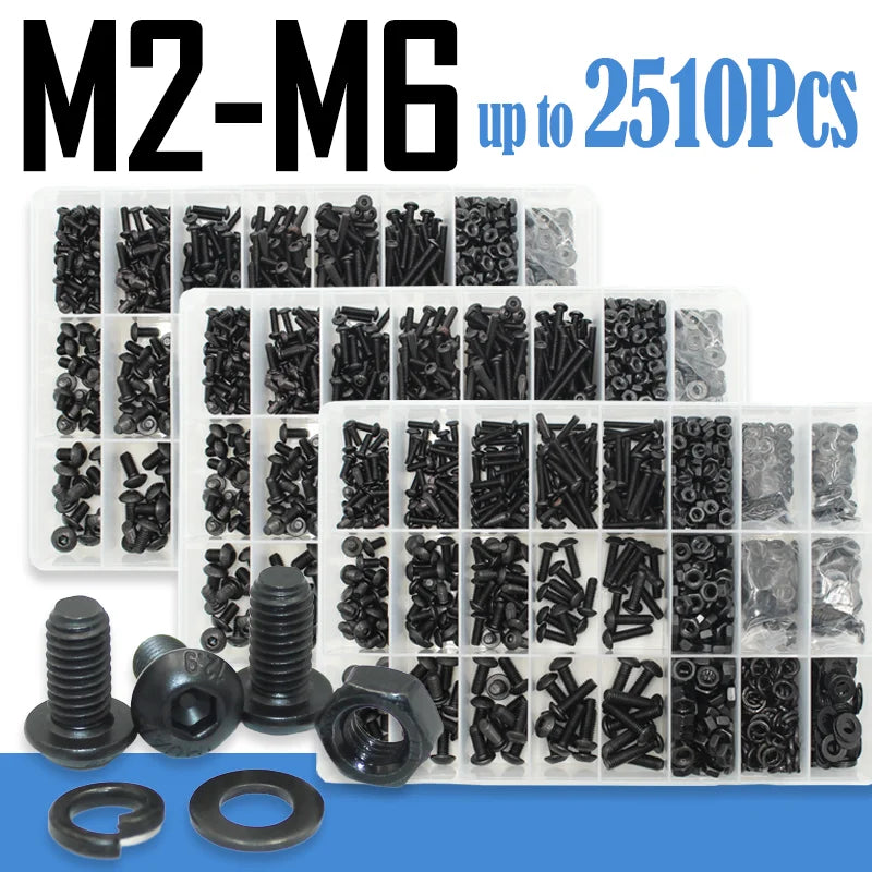2510p Hex Hexagon Socket Button Head Screw Kit M2 M2.5 M3 M4 M5 M6
