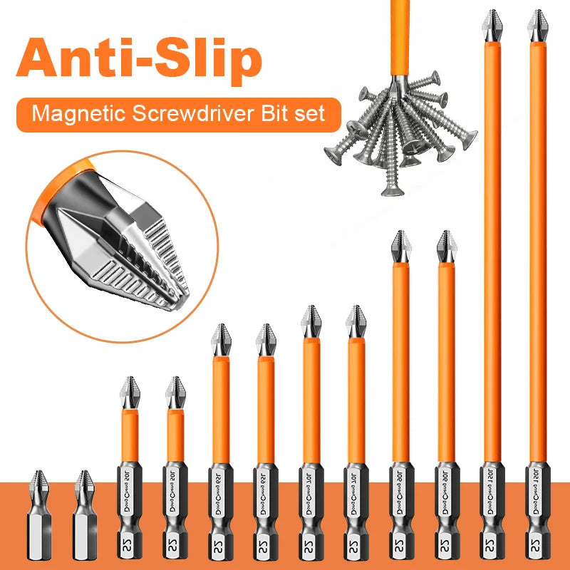 Anti Slip bits Magnetic Screwdriver bit Set S2 Alloy Steel Impact