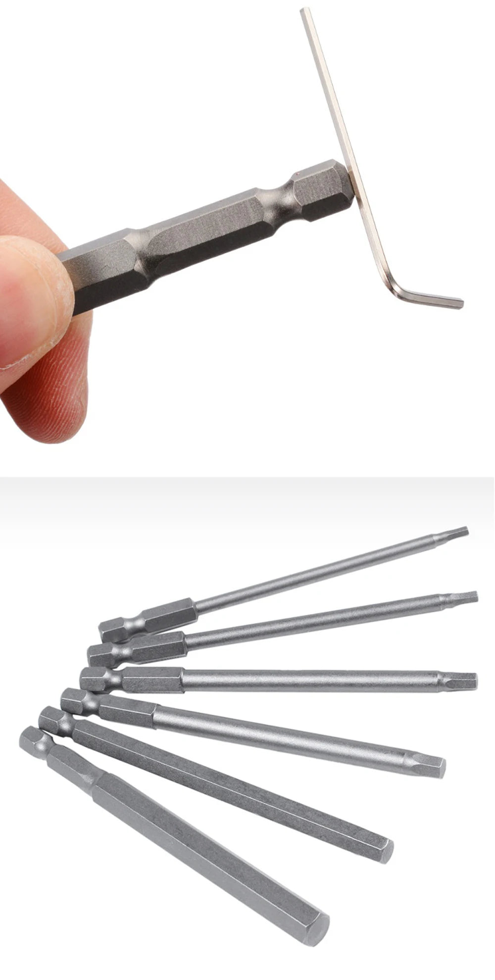 8pcs 100mm Hex Head Allen Wrench Drill Bits Set SAE Metric Allen