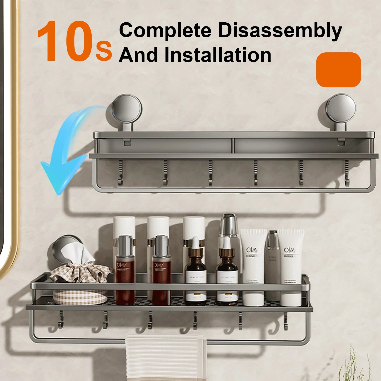 Suction Cup Bathroom Rack Bathroom Shelf Toilet Space Aluminum No