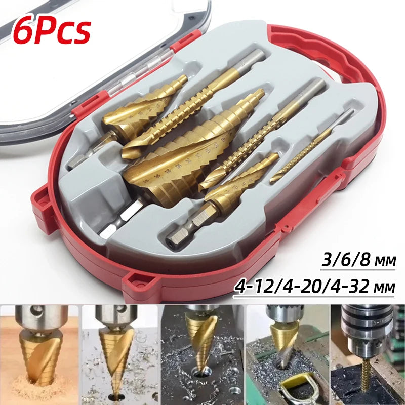 Step Drill Bit Saw Drill Bit Set Titanium 4-12 4-20 4-32mm Wood Metal