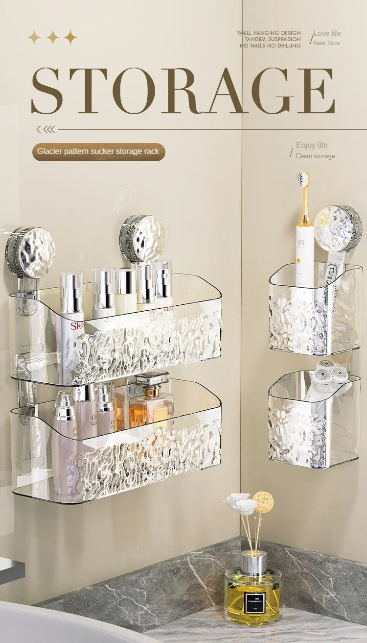 Acrylic Shelf Bathroom Rotating Suction Cup Shelf Kitchen Vanity No