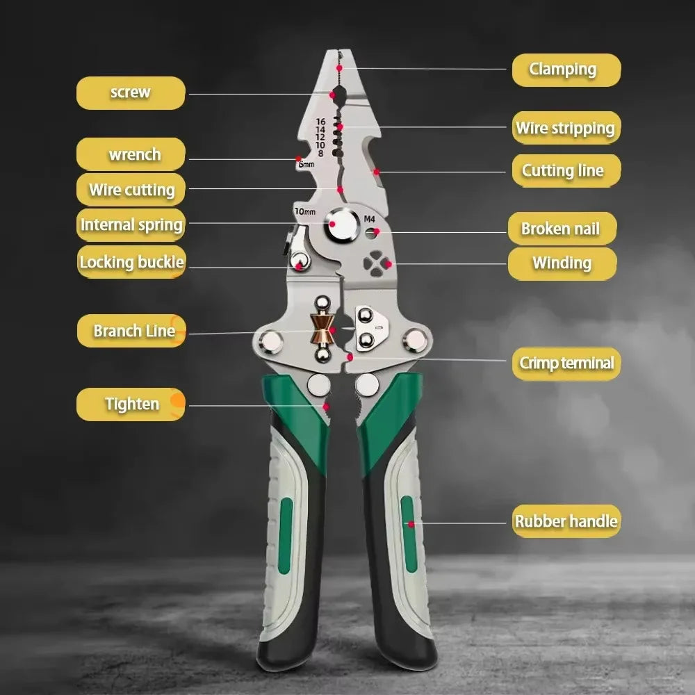 Foldable 18-in-1 Wire Stripping Pliers Crimping Tool
