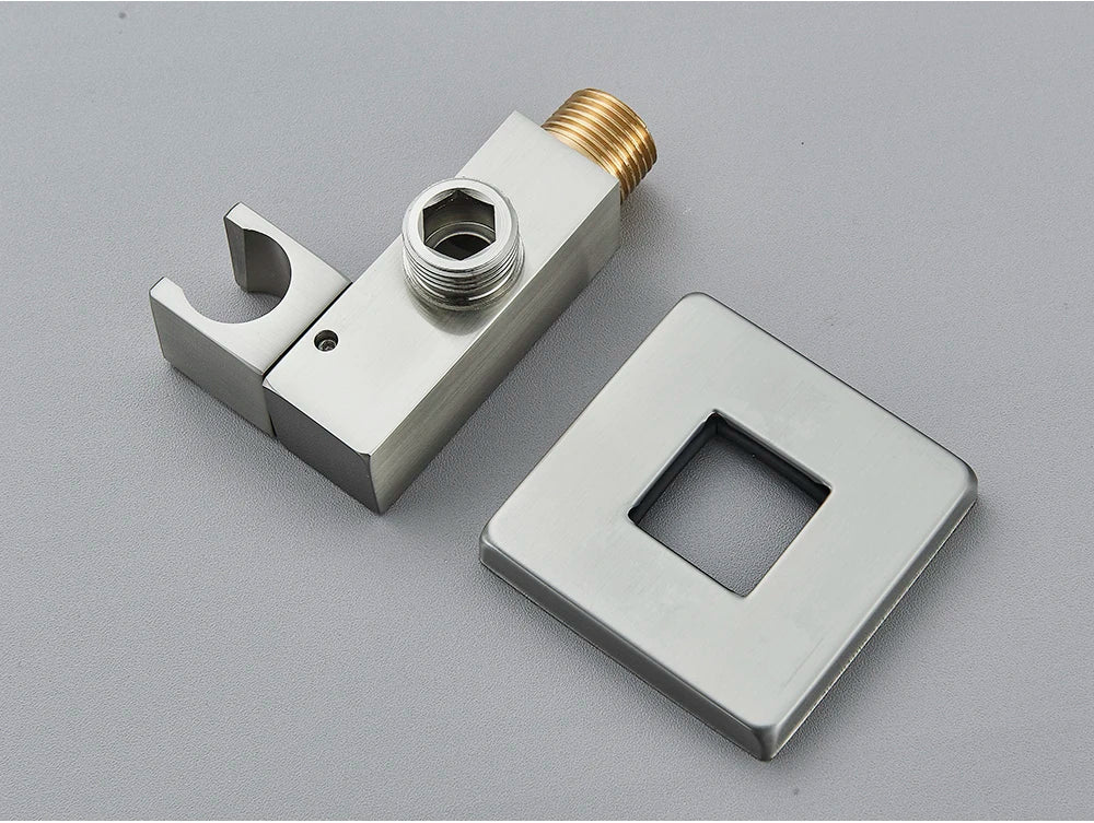Poiqihy Chrome Shower Head Holder Handheld Shower Spray Bracket Wall