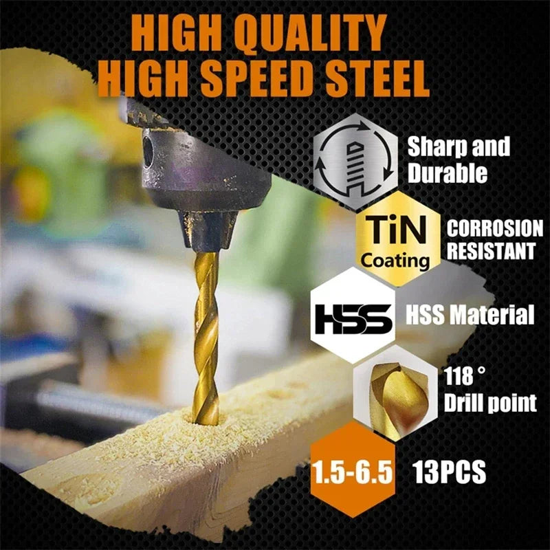 13pcs/set Drill Bit Set 3/16 to 1/2 Inch for Glass Metal Tile