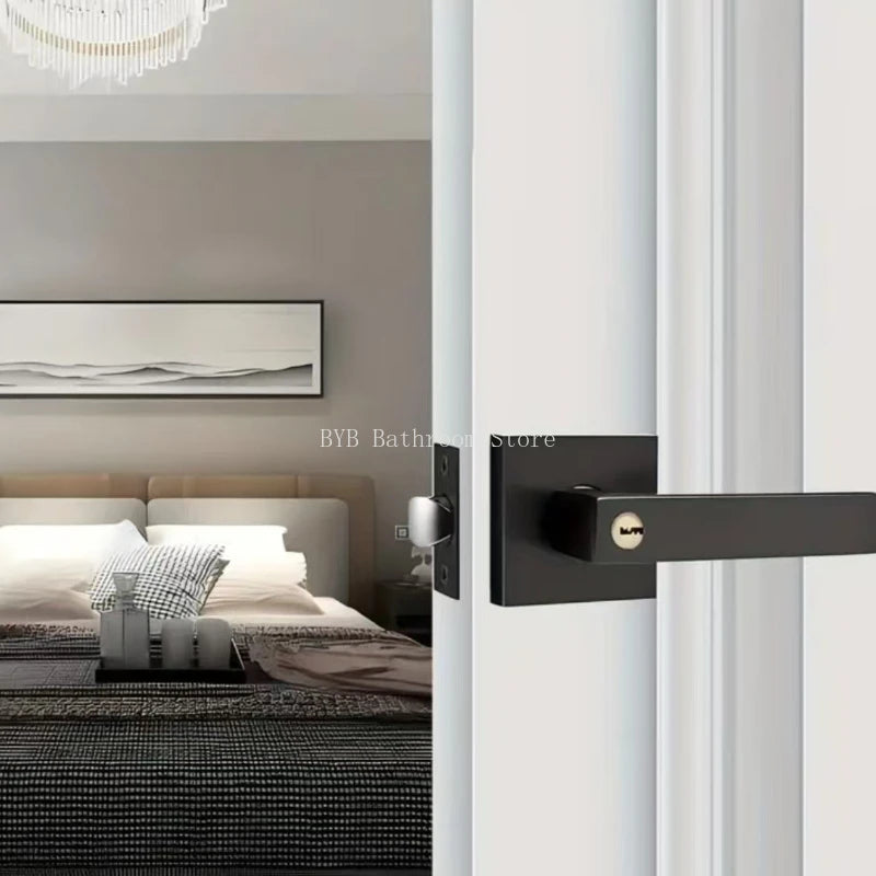 Black Door Handle Door Handle Lock Square Channel Privacy Mask