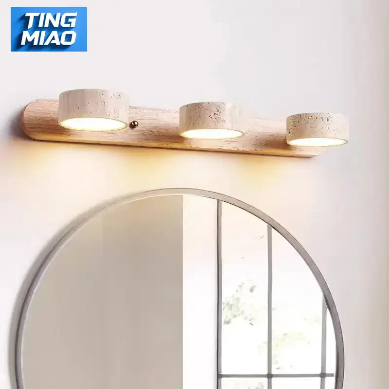 Rotatable Spanish Natural Limestone Round LED Wall Lamp Double‑Sided