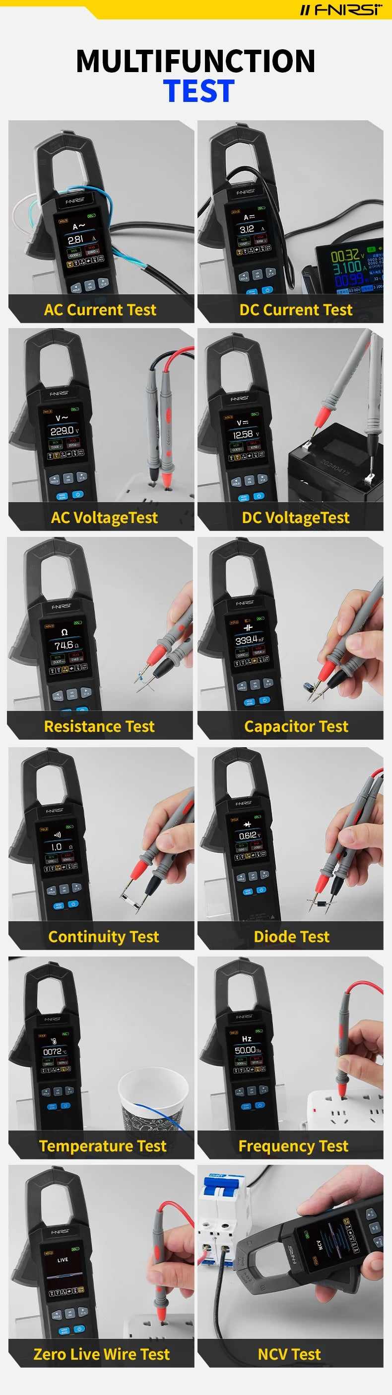 FNIRSI DMC-100 10000 Counts DC AC Current USB rechargeable Clamp