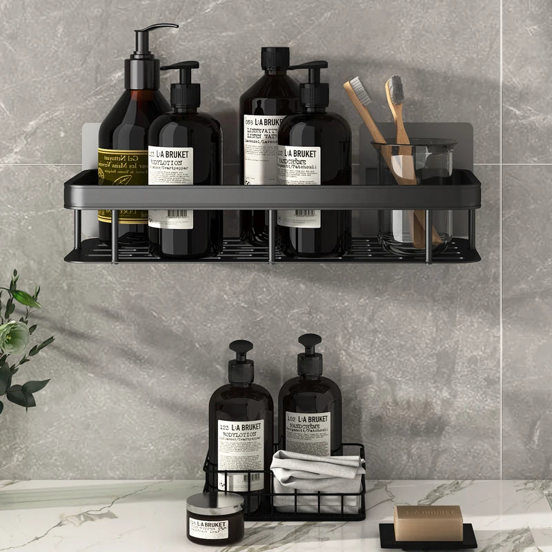 Bathroom No-Nail Shelf Shower Corner Shelf Aluminum Shampoo Shelf