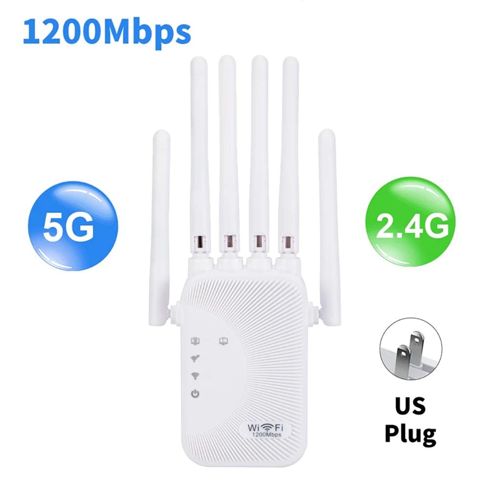 Kebidumei 1200/300Mbps WiFi Repeater Amplifier – 2.4G/5G Range