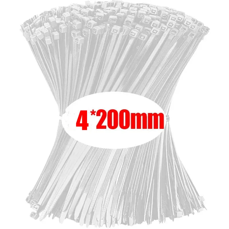 1000/100Pcs Nylon Cable Ties Self-locking Cord Ties Straps Adjustable