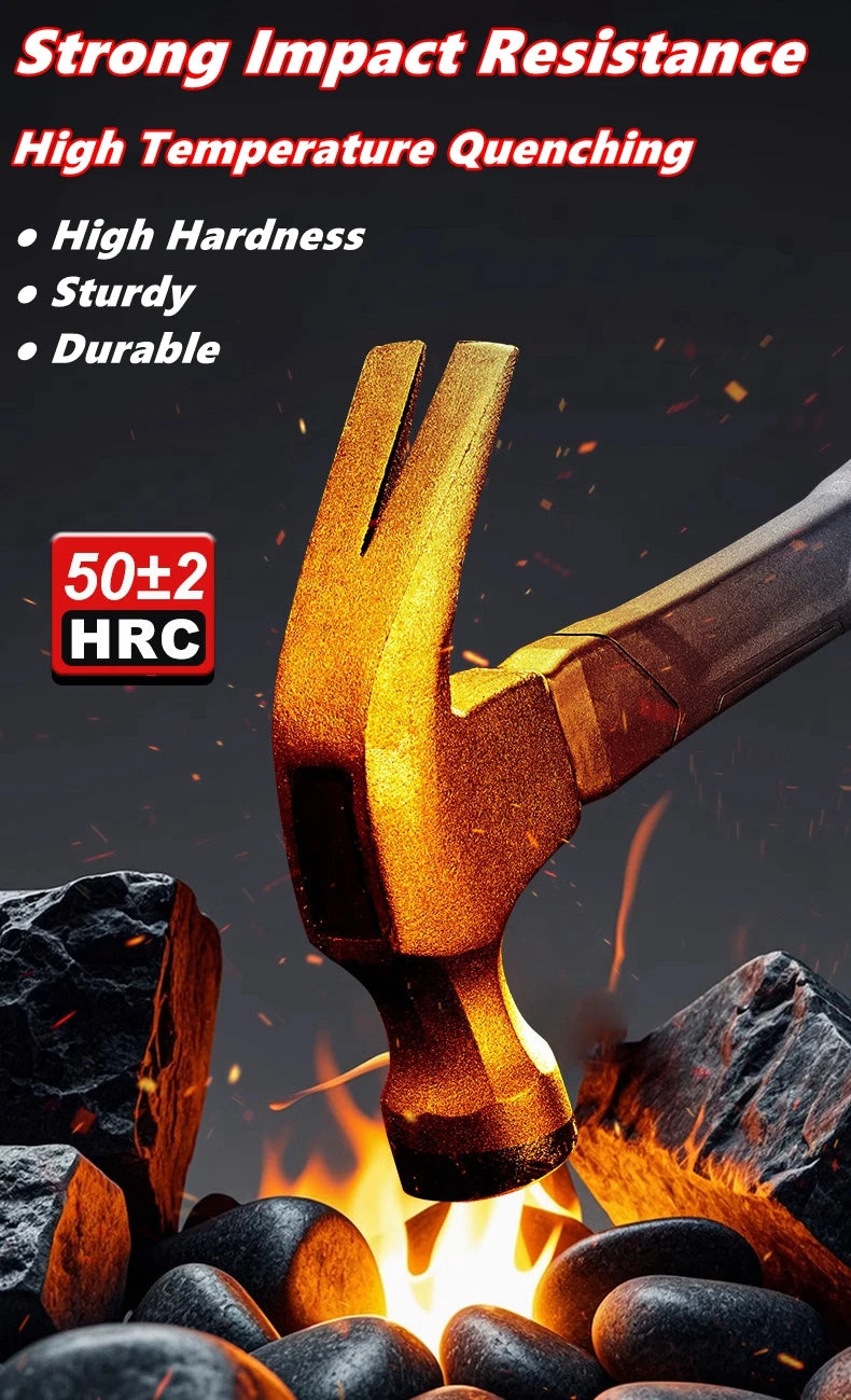 Multifunctional Claw Hammer Ramshorn Nail Hammer Engineering Handle