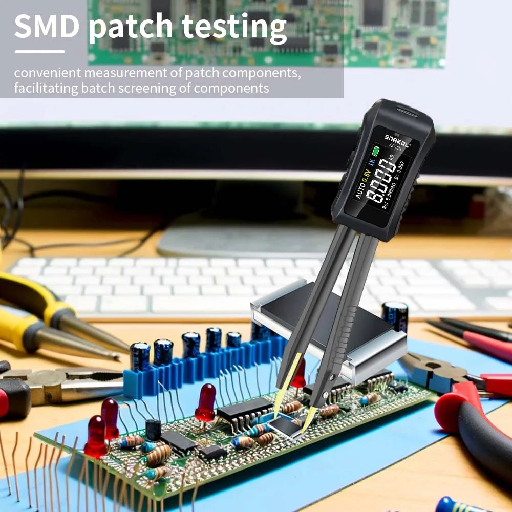 SNAKOL  Digital Tweezers Smart SMD Tester LCR ESR Professional LED