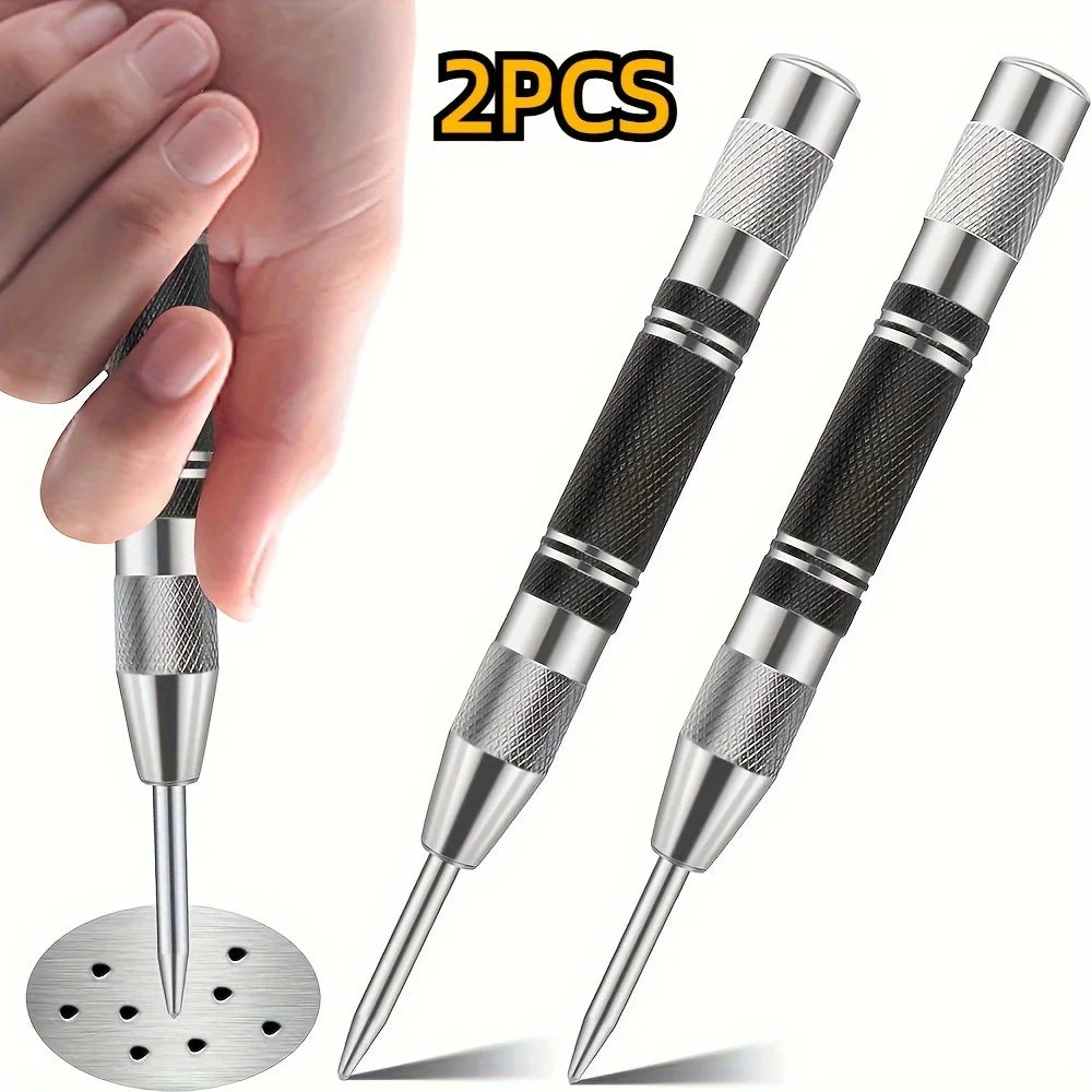 2Pcs Heavy Duty Automatic Center Punch, 5'' Premium Steel Spring