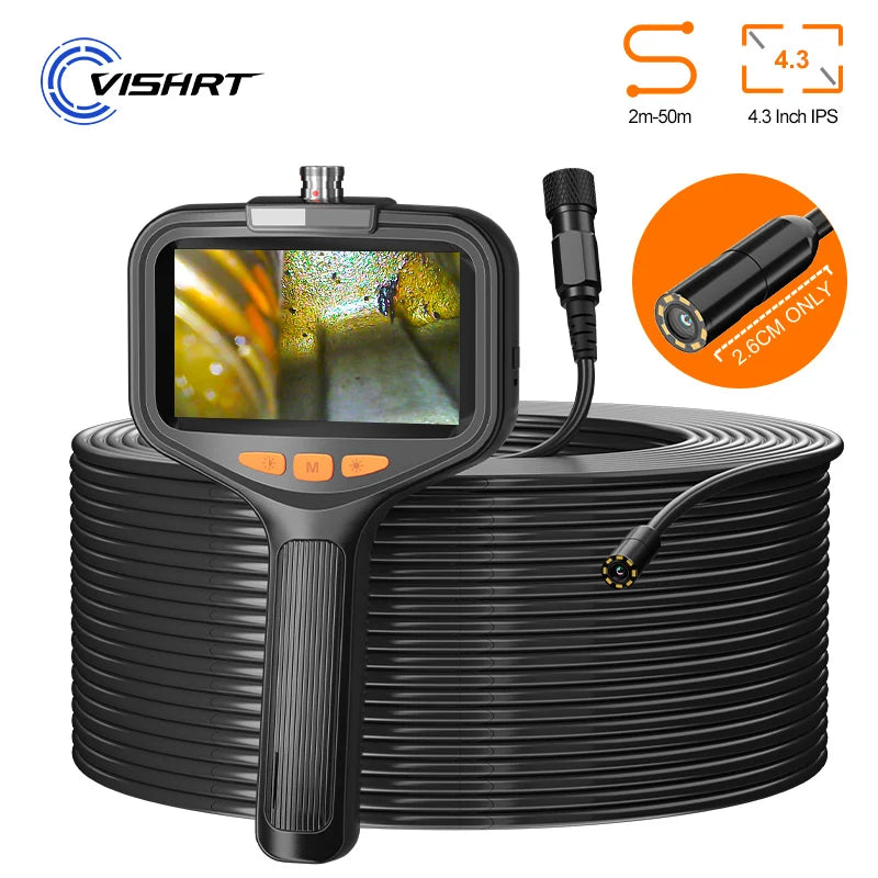 4.3'' Industrial Endoscope Camera 1080P HD 50m Rigid Cable Hand-held