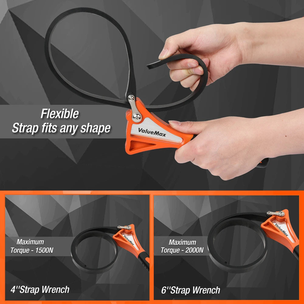 ValueMax 4" or 6"Strap Wrench Universal Rubber Strap Wrench Oil