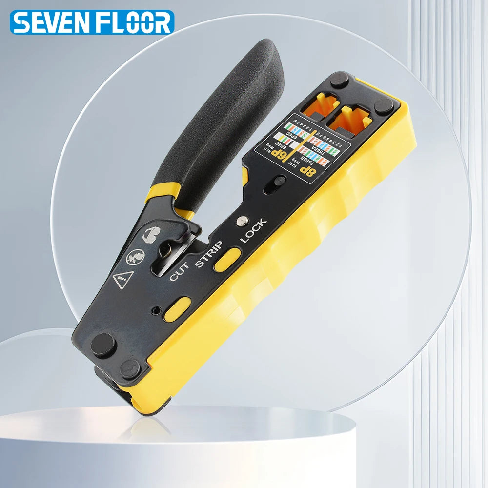 3-in-1 RJ45 Network Crimper – Crimp, Cut & Strip Cat6A/6/5E & RJ11/12