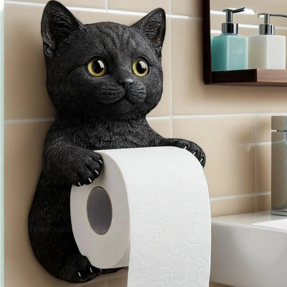 Wall Mounted Toilet Paper Roll Holder Decorative Cat Shape Paper