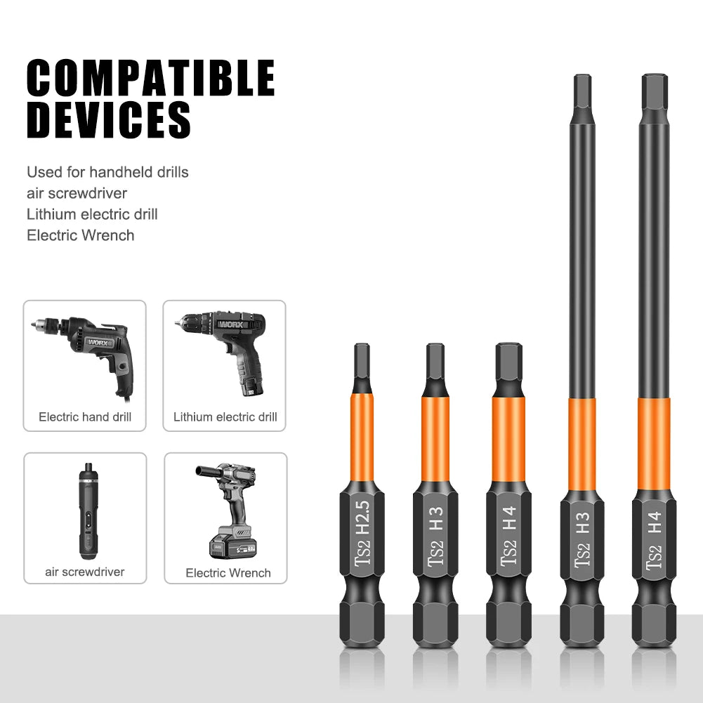 50-100mm High-Hardness Hex Socket Head Drill Bit Electric Screwdriver