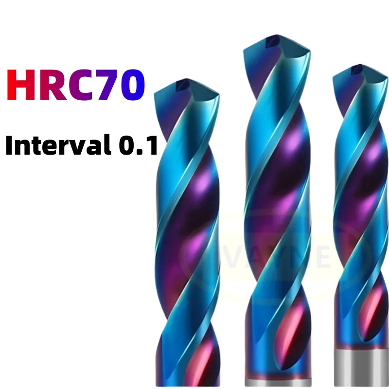 HRC70 Solid Carbide Twist Drill Bit Blue Coated 1mm-17.9mm CNC NC