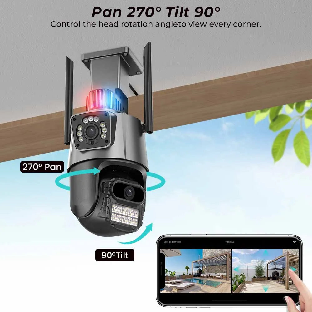 BESDER Wifi PTZ Camera 8MP Dual Screen IP Cam Outdoor Surveillance