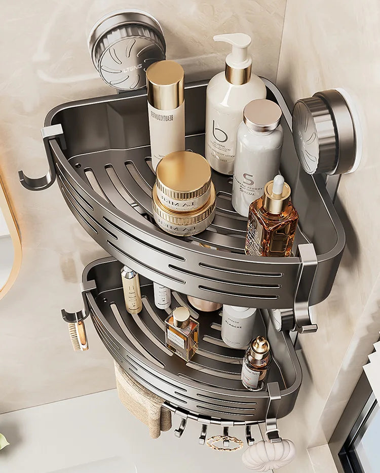Bathroom suction cup triangular basket storage rack