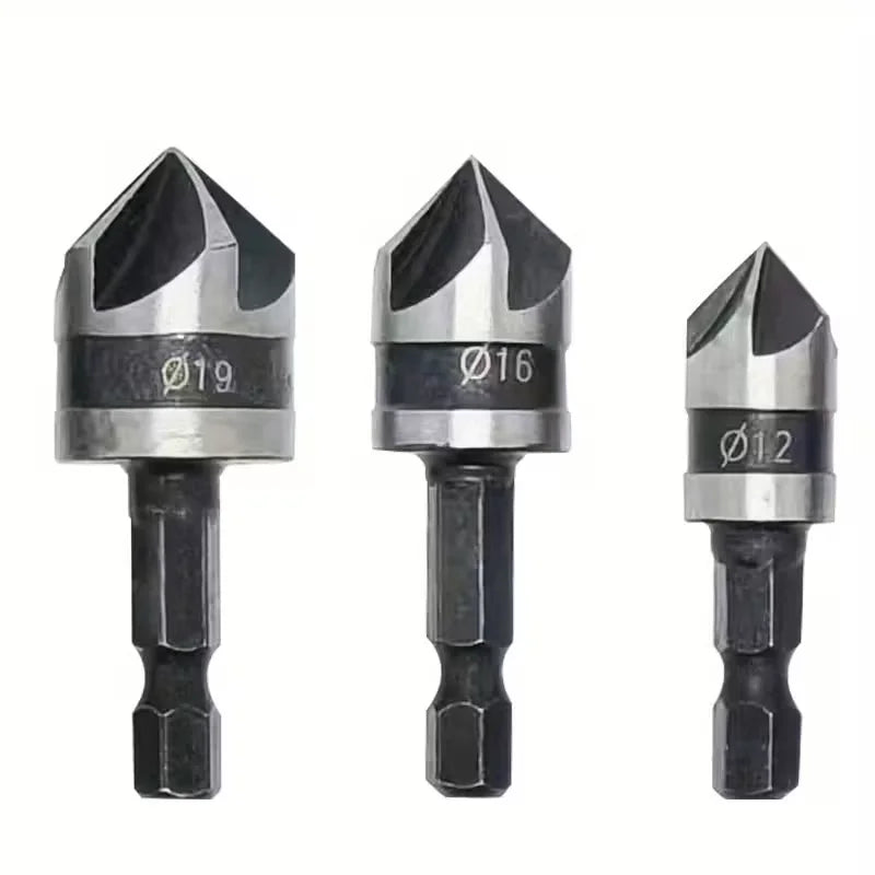 3pcs hexagonal handle high-speed steel chamfering and deburring drill