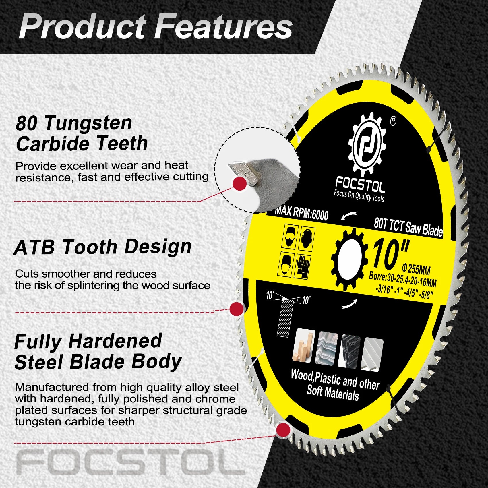 FOCSTOL TCT Carbide Wood Cutting Disc – Circular Saw Blade