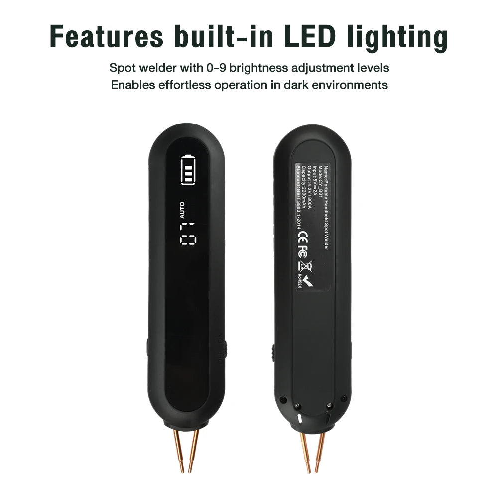 12 Gears Adjustable Handheld Spot Welder Mini Portable 9-Level LED