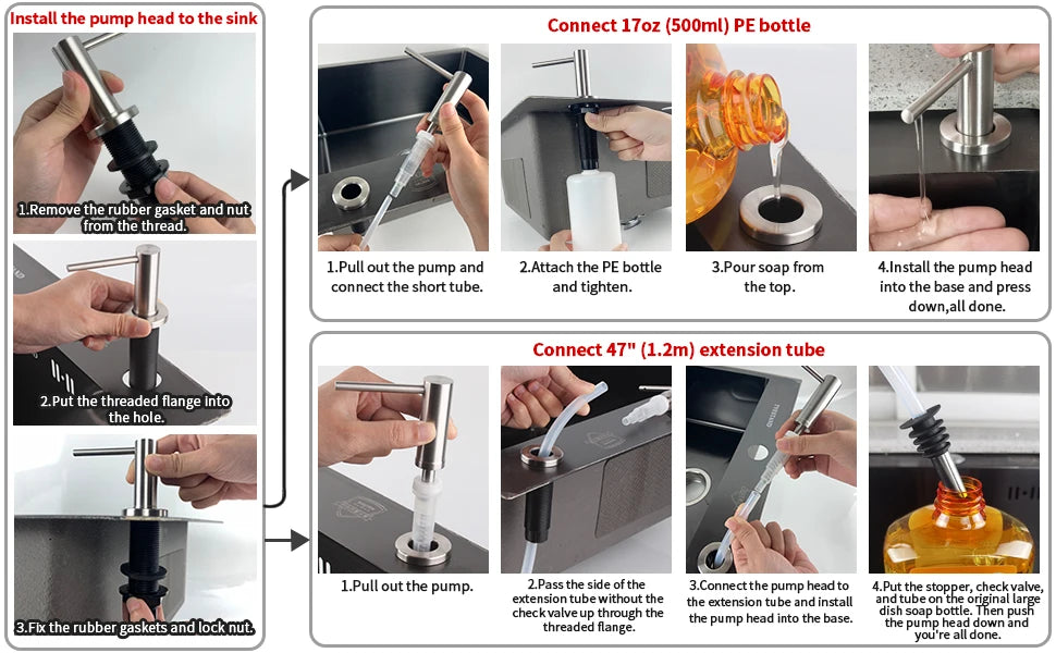 Solid 304 Stainless Steel Soap Dispenser for Kitchen Sink
