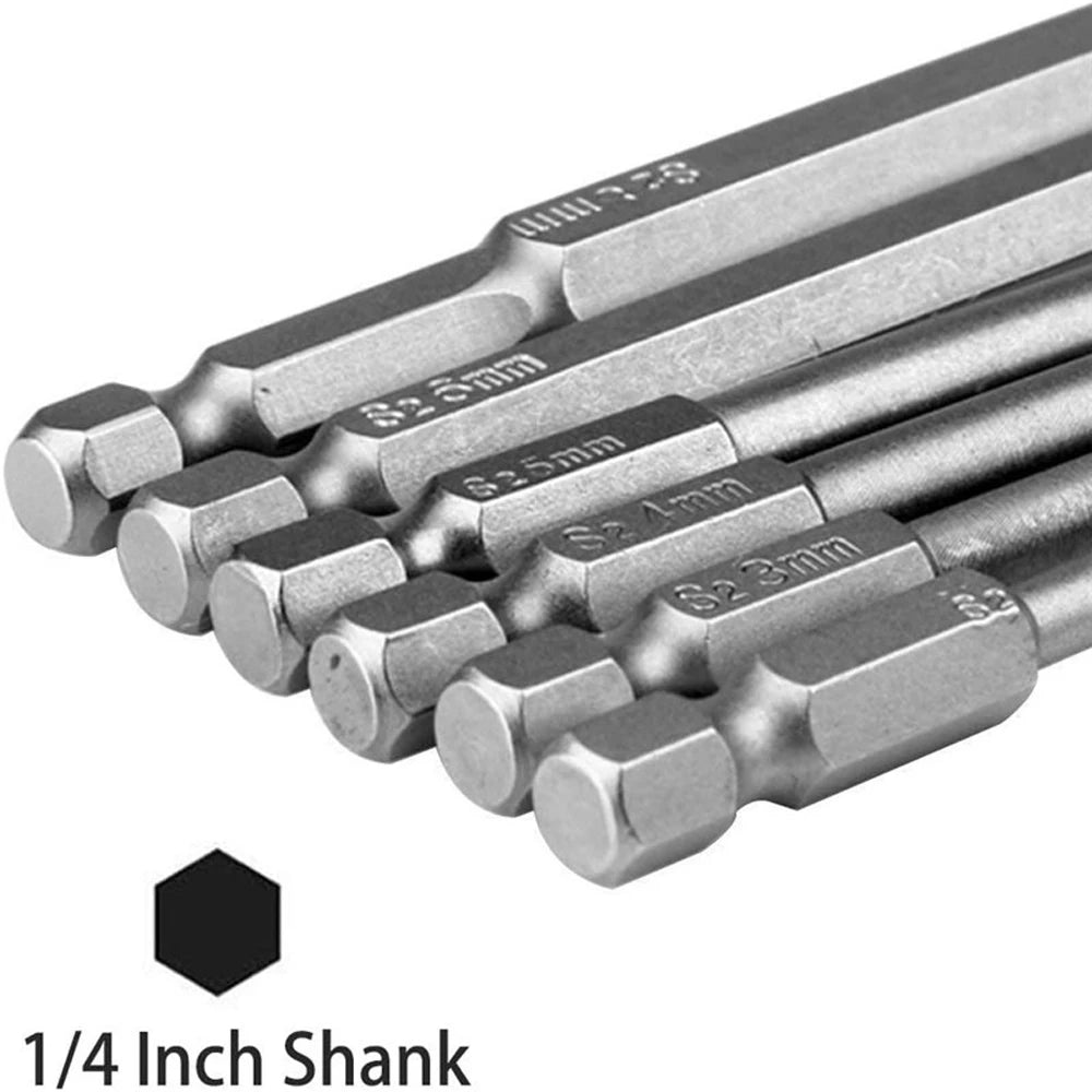 8pcs 100mm Hex Head Allen Wrench Drill Bits Set SAE Metric Allen