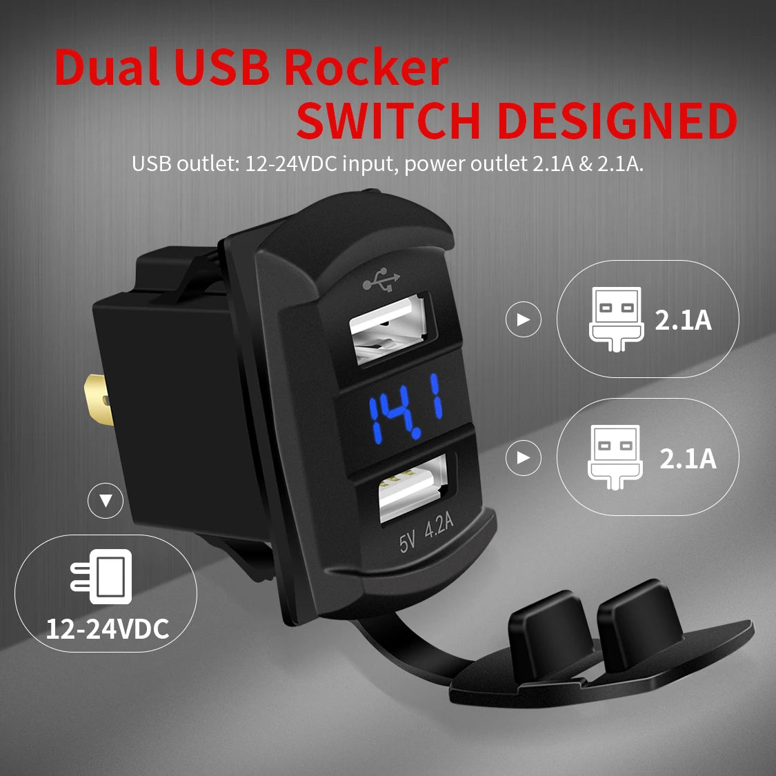 2 3 4 5 6 8 Gang Waterproof Marine Switch Panel 12V With 4.2A Dual